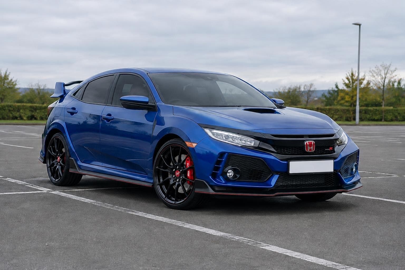 Honda Civic Type R FK8, stock and Black wheels and tint, after